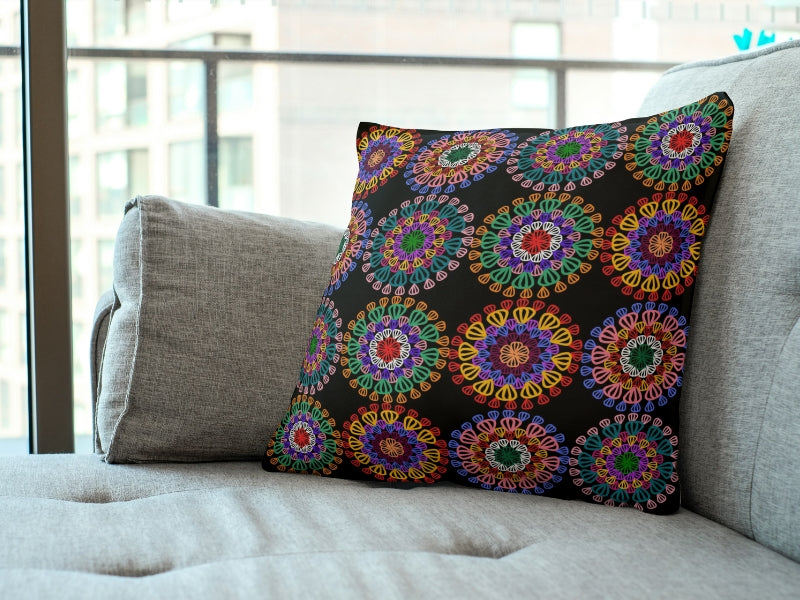 Cosmic Mandala Floral Granny Circles Seamless Print