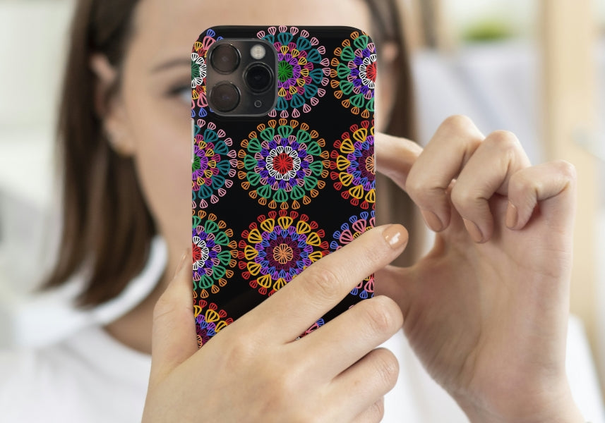 Cosmic Mandala Floral Granny Circles Seamless Print