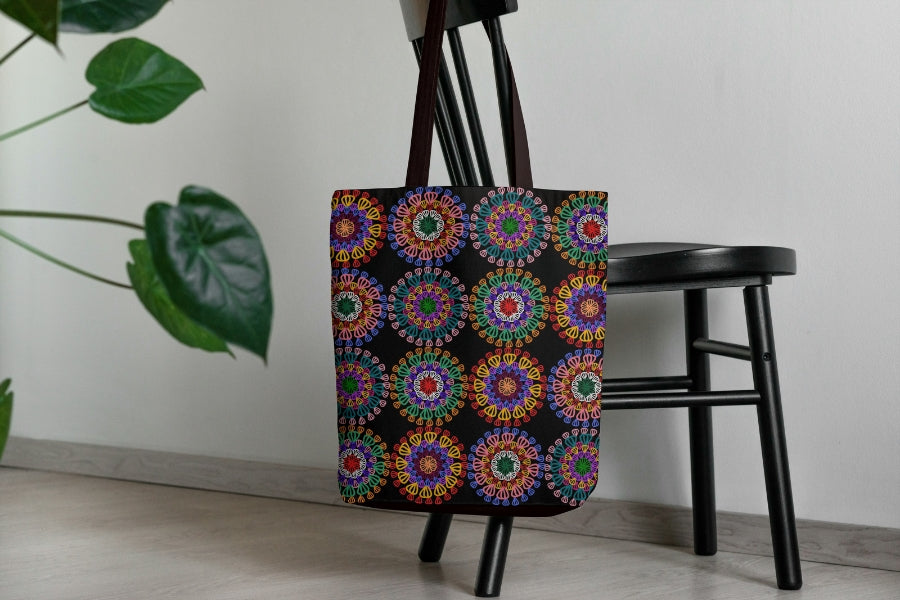 Cosmic Mandala Floral Granny Circles Seamless Print