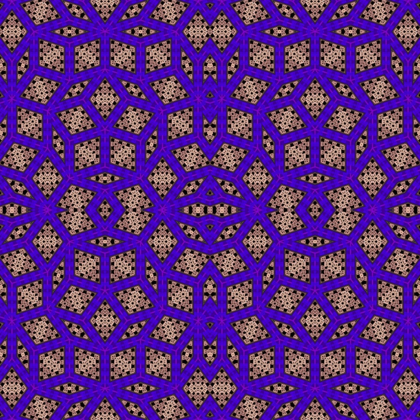 Cosmic Royal Amethyst Crochet-Inspired Granny Squares Print