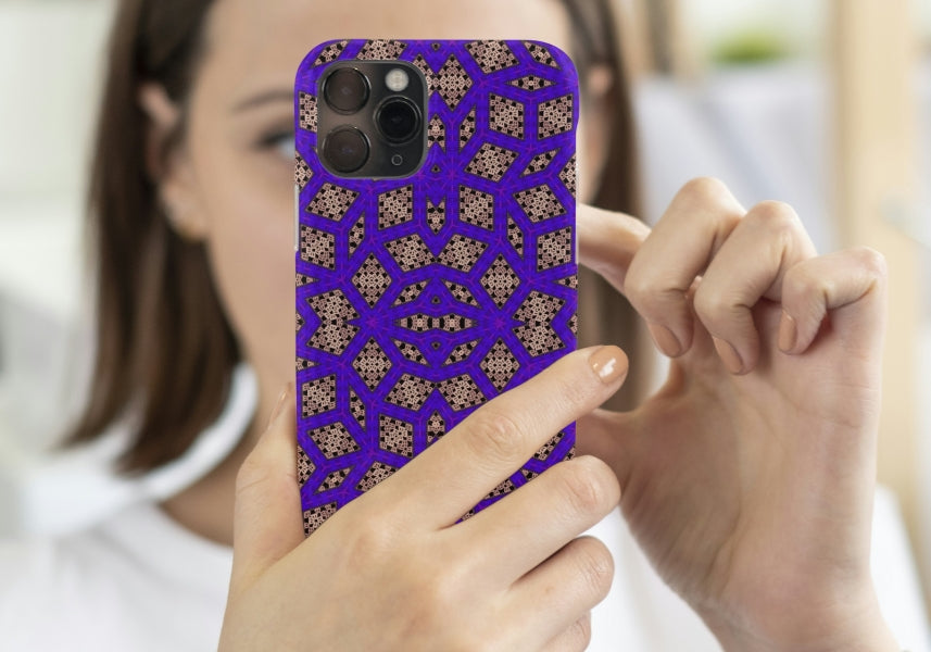 Cosmic Royal Amethyst Crochet-Inspired Granny Squares Print