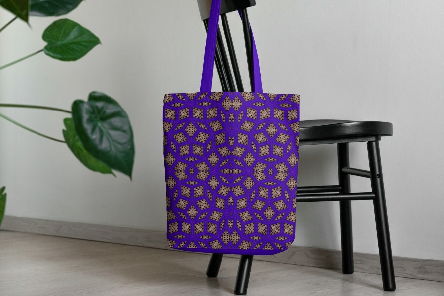 Cosmic Royal Amethyst Crochet-Inspired Granny Squares Print