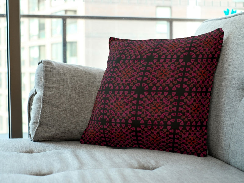 Dark Cherry Bloom Granny Squares Seamless Print