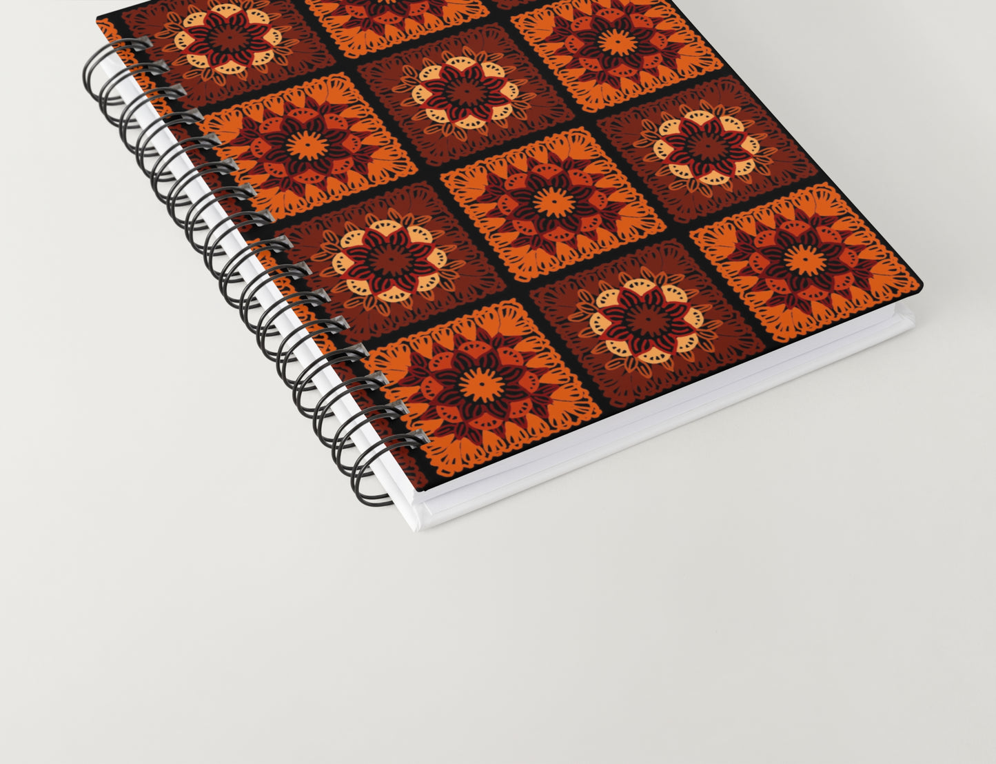 Deep Sunset Floral Granny Squares Print