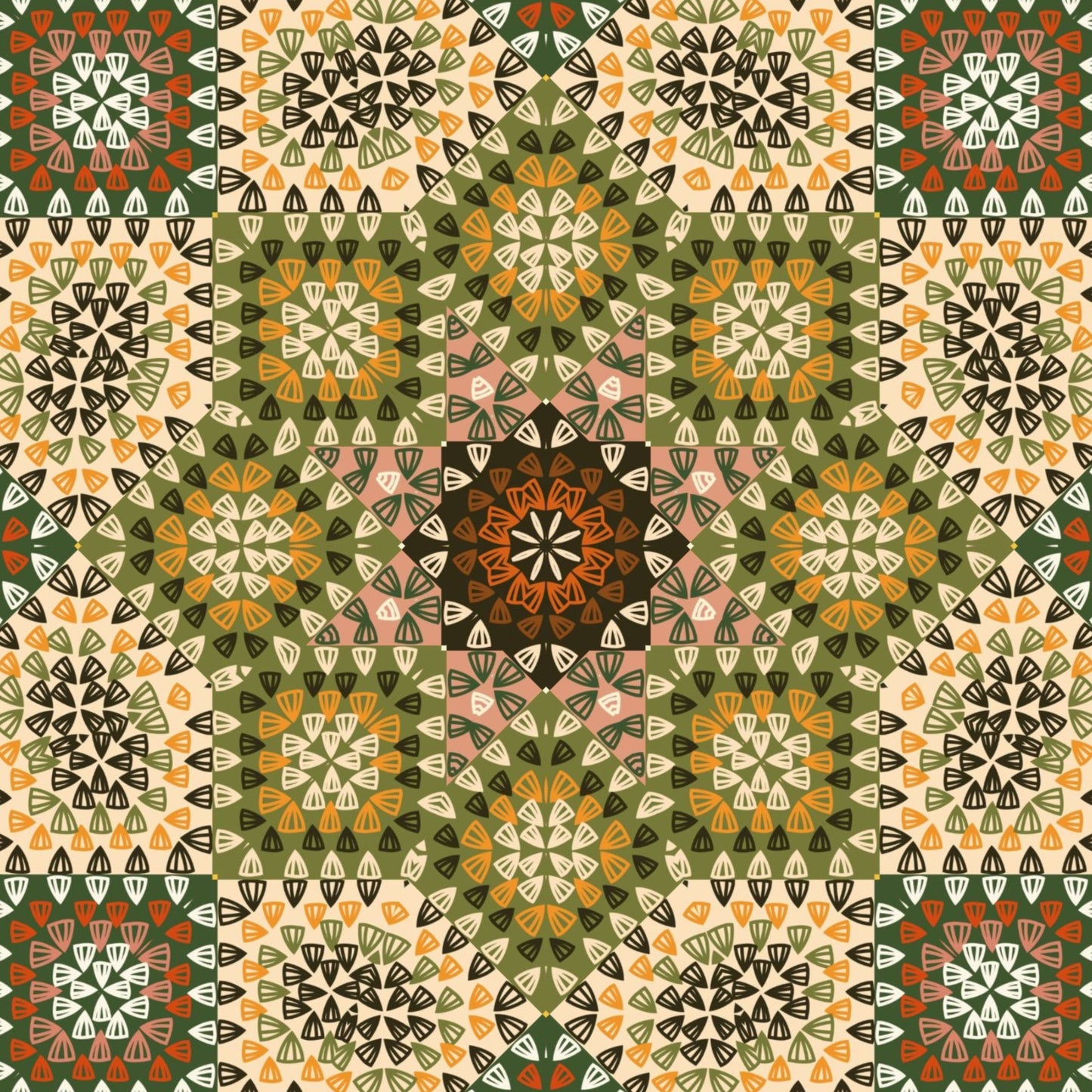 Earthy Mosaic Granny Squares Seamless Print