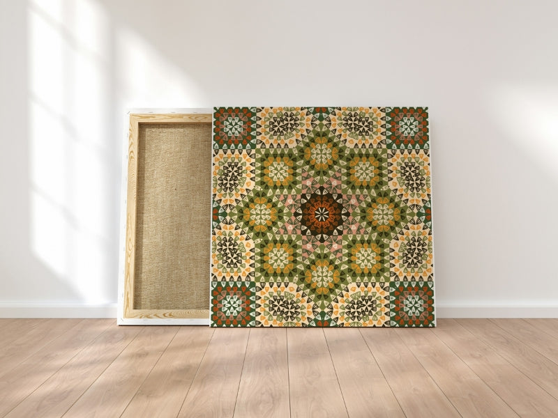 Earthy Mosaic Granny Squares Seamless Print