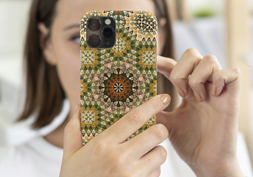 Earthy Mosaic Granny Squares Seamless Print