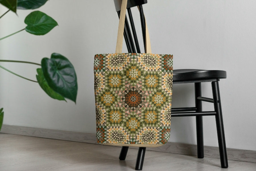 Earthy Mosaic Granny Squares Seamless Print