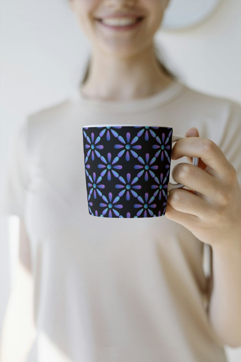 Electric Blue Purple Floral Granny Circles Seamless Print