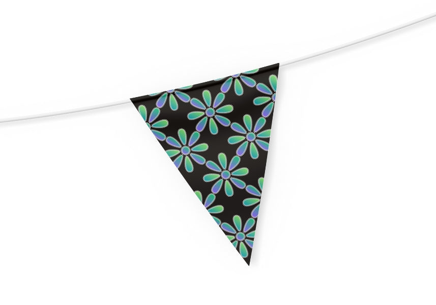 Electric Green Blue Floral Ombre Seamless Print