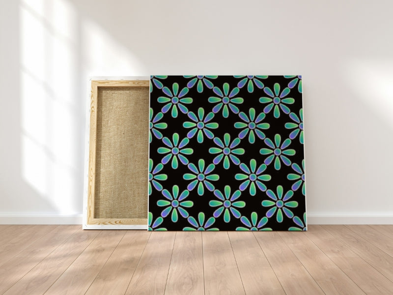 Electric Green Blue Floral Ombre Seamless Print