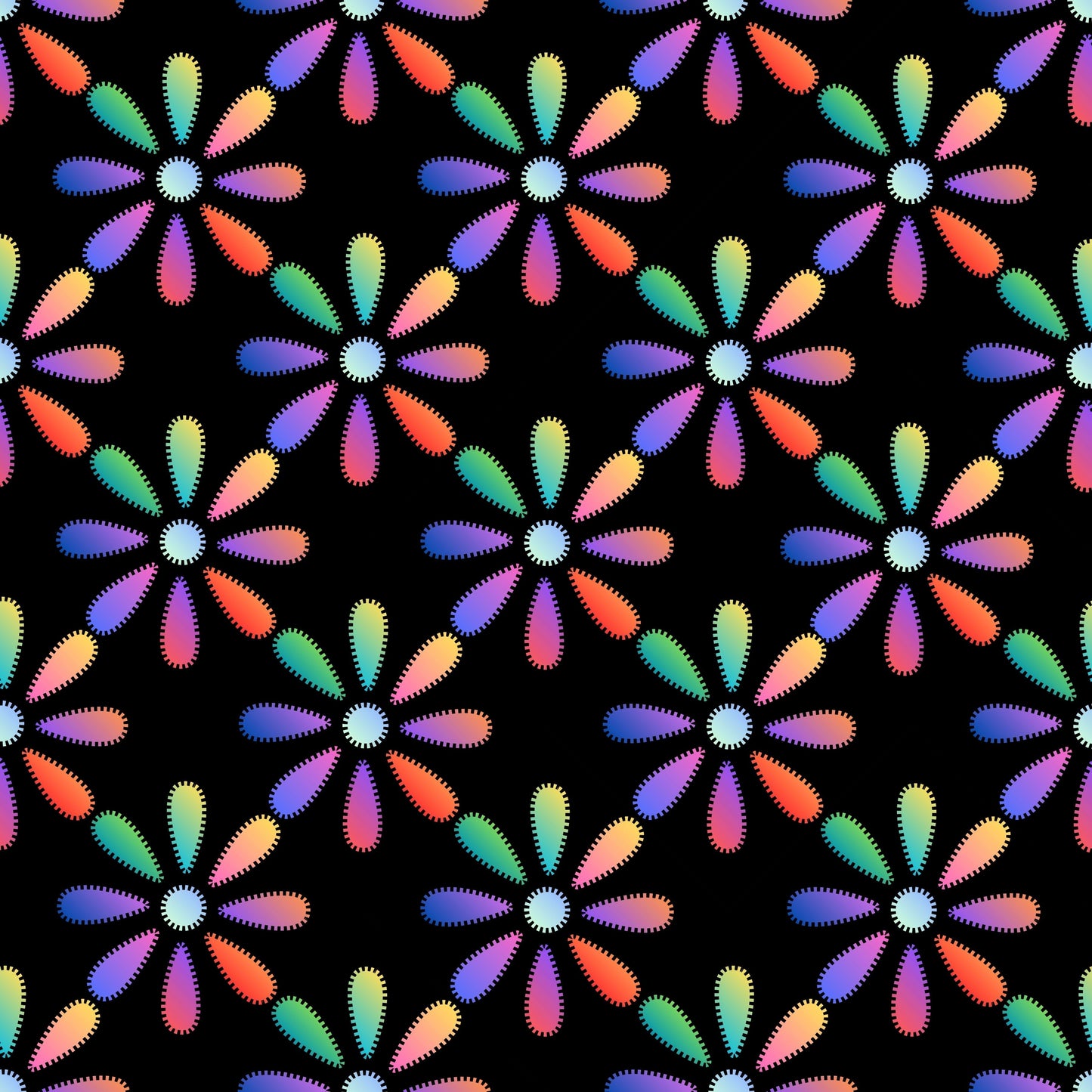 Electric Multi Ombre Floral Ombre Seamless Print
