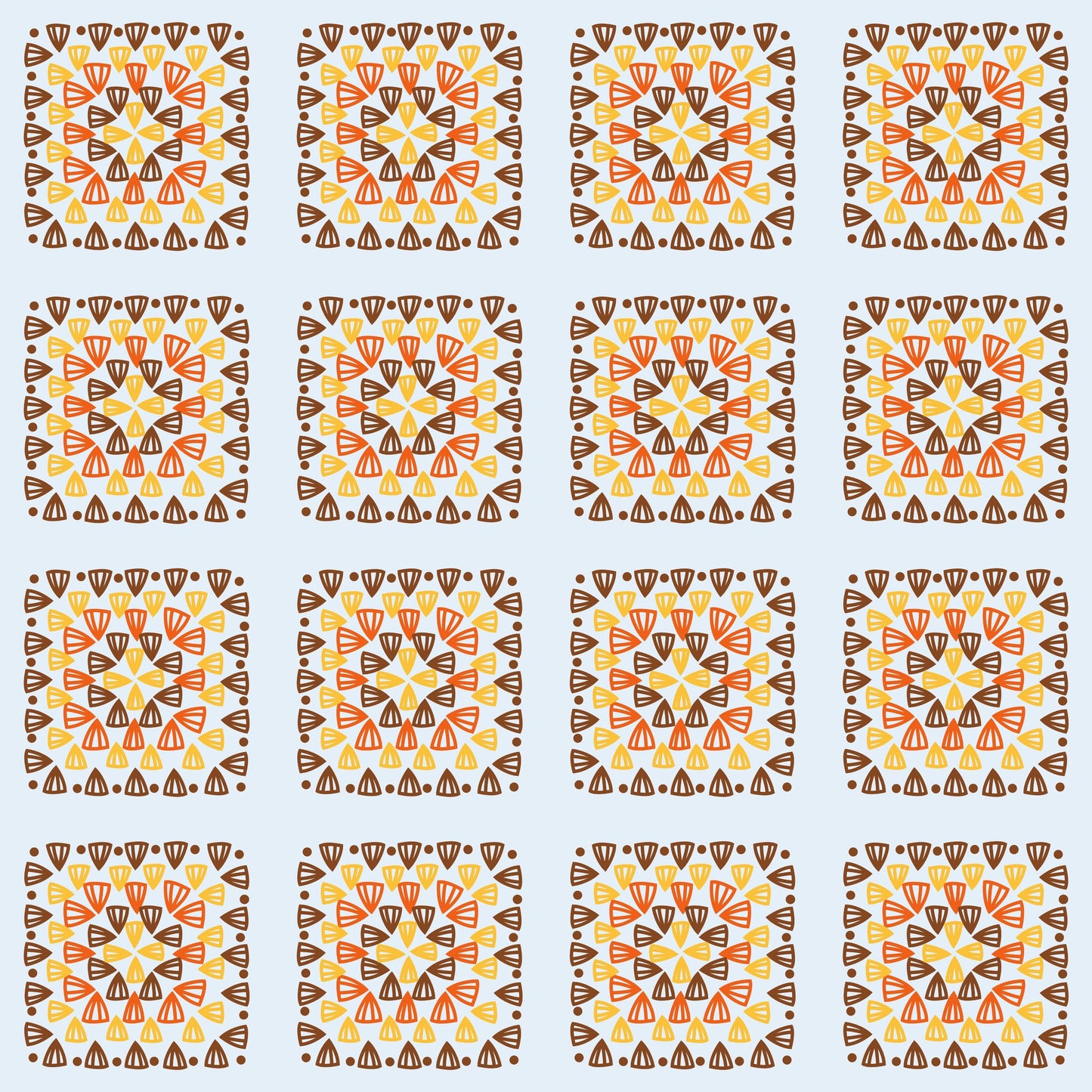 Faded Denim Blend Granny Squares Print
