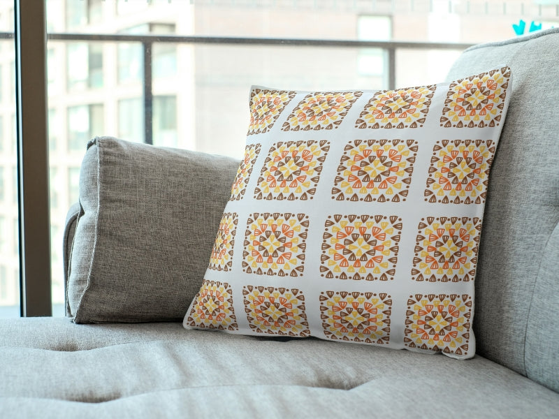 Faded Denim Blend Granny Squares Print