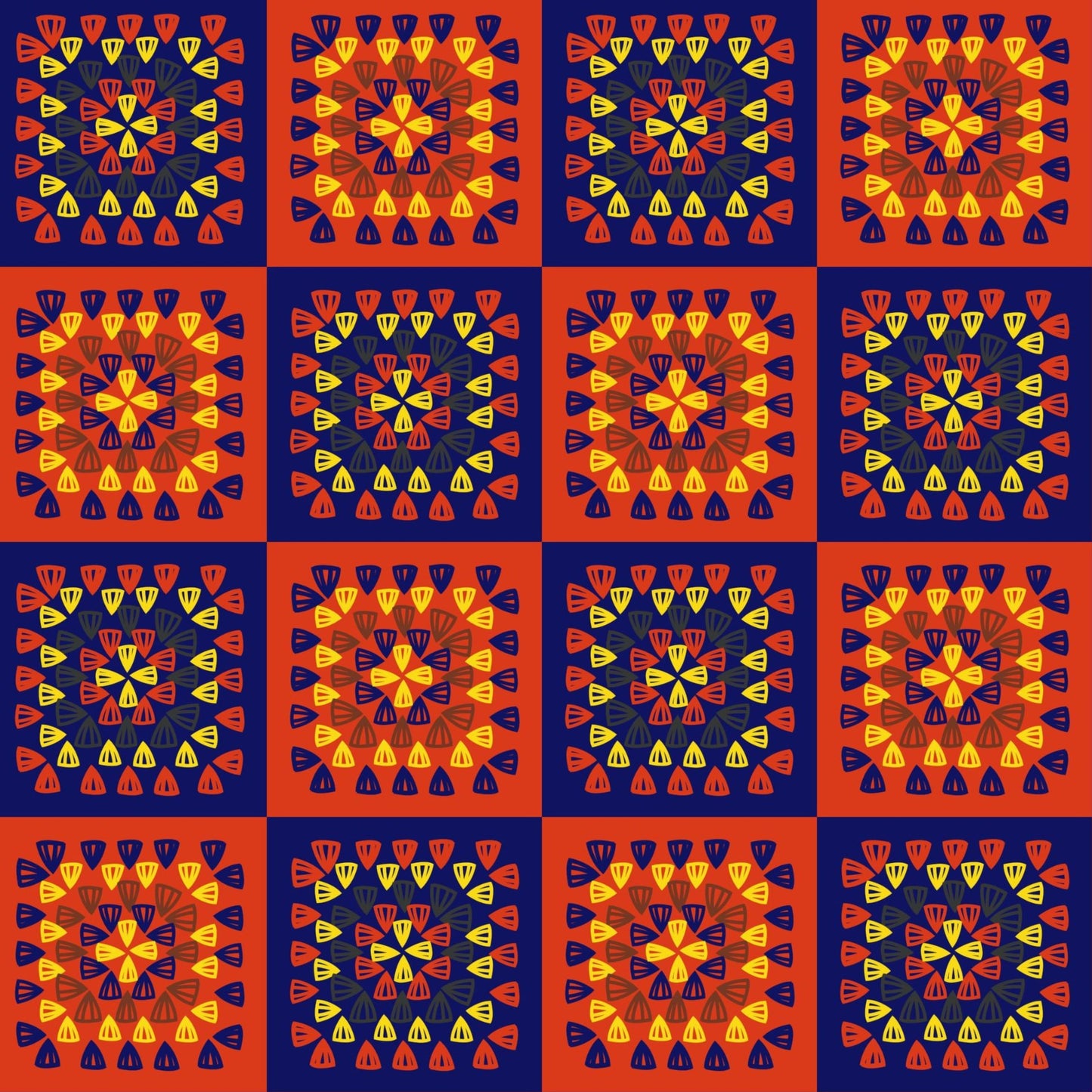 Fiery Horizon Granny Squares Print