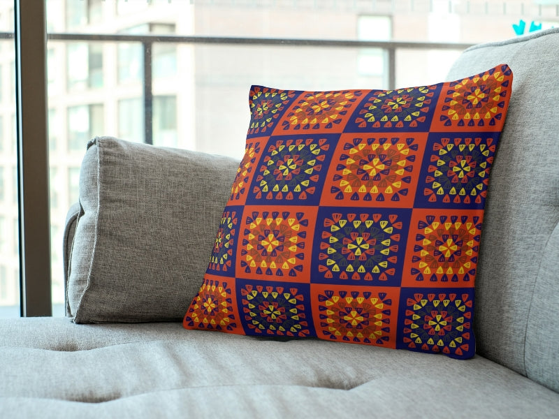 Fiery Horizon Granny Squares Print