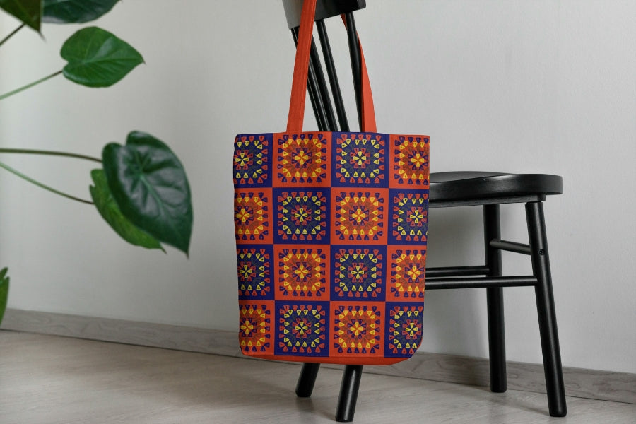Fiery Horizon Granny Squares Print