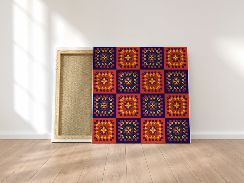 Fiery Horizon Granny Squares Print