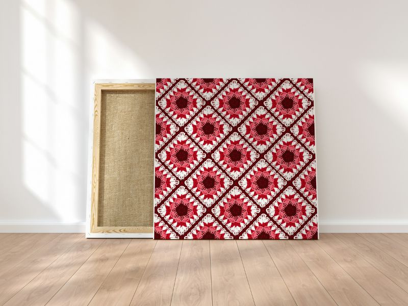 Ivory Red Floral Lattice