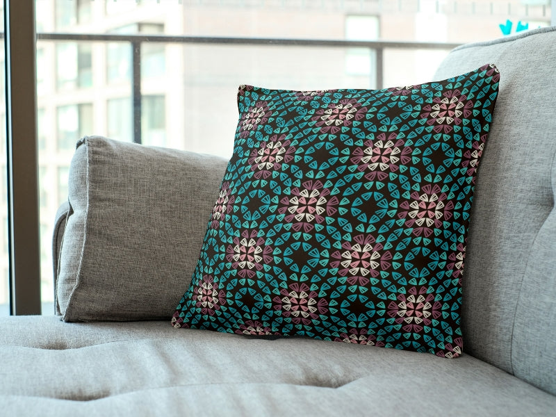 Crochet Granny Black GRD Lattice Turquoise