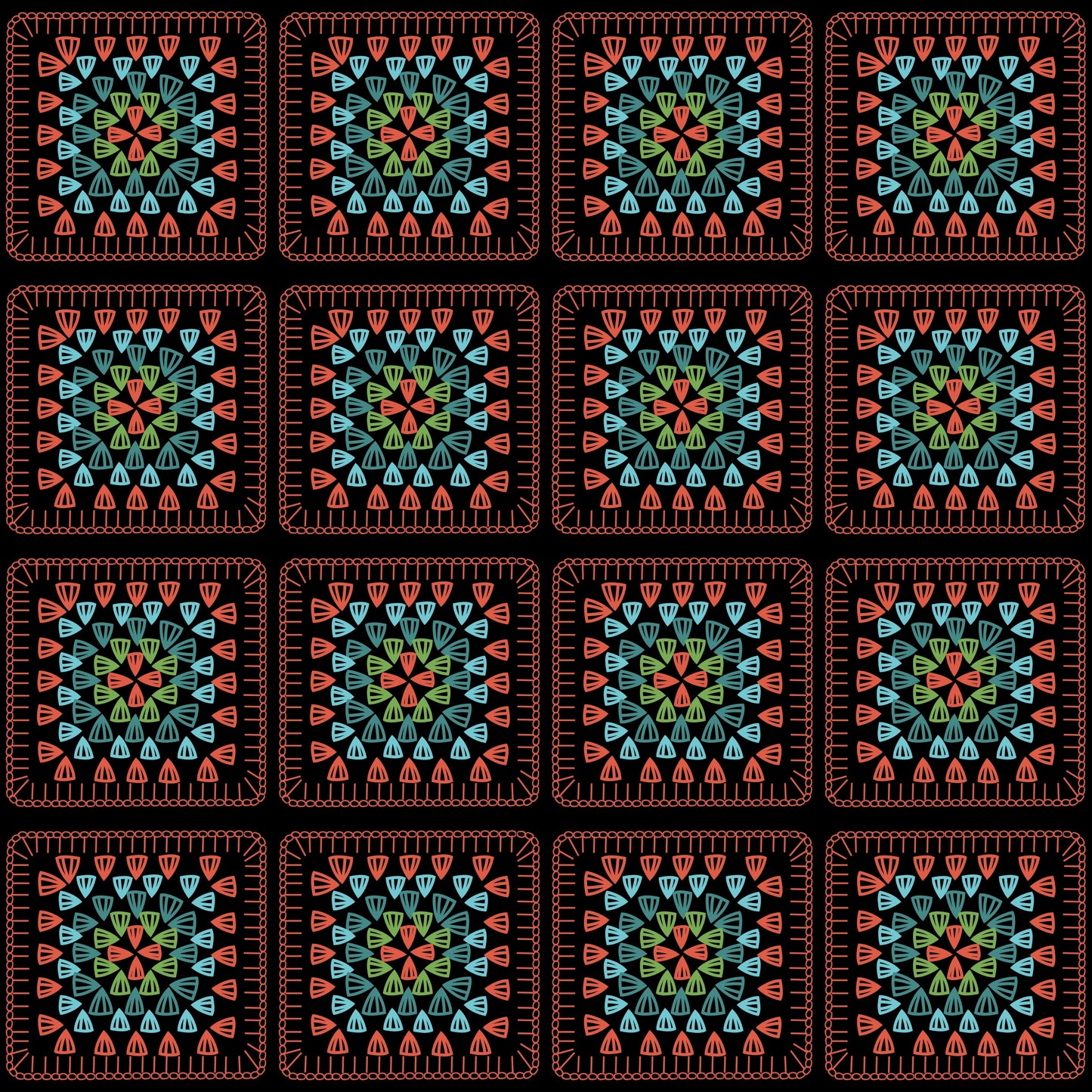 Garnet Loom Granny Squares Print