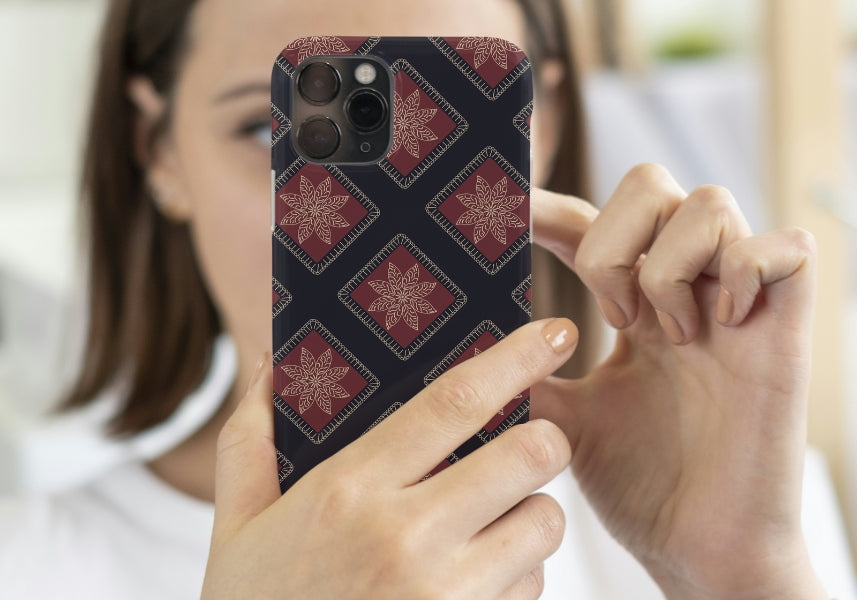 Garnet Twilight Floral Granny Squares Seamless Print