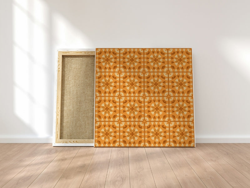 Golden Amber Granny Squares Seamless Print