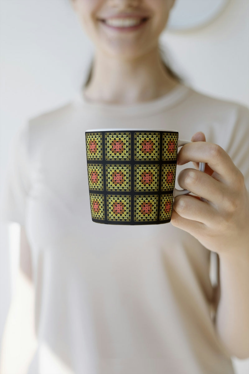 Golden Harvest Granny Squares Print