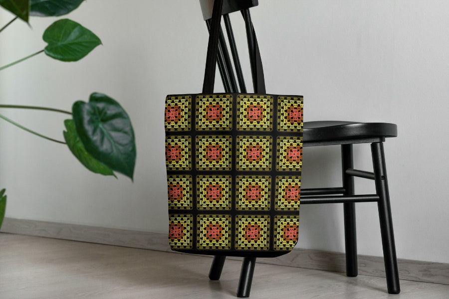 Golden Harvest Granny Squares Print