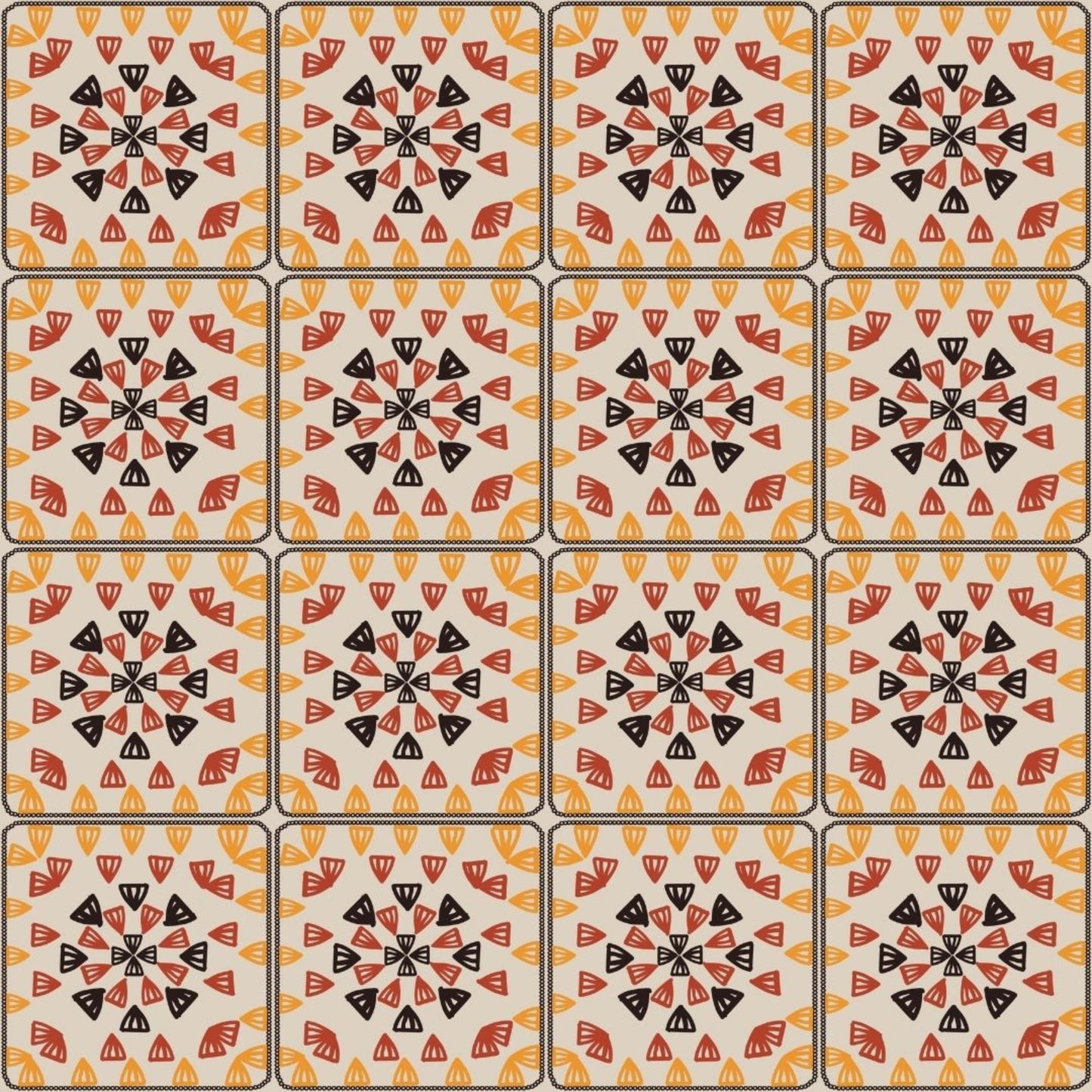 Golden Mosaic Granny Squares Seamless Print