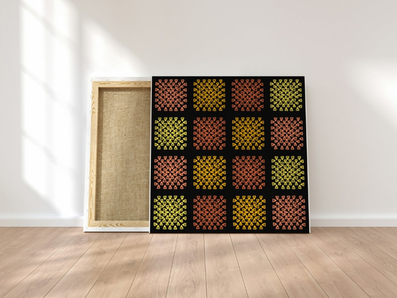 Golden Noir Granny Squares Seamless Print