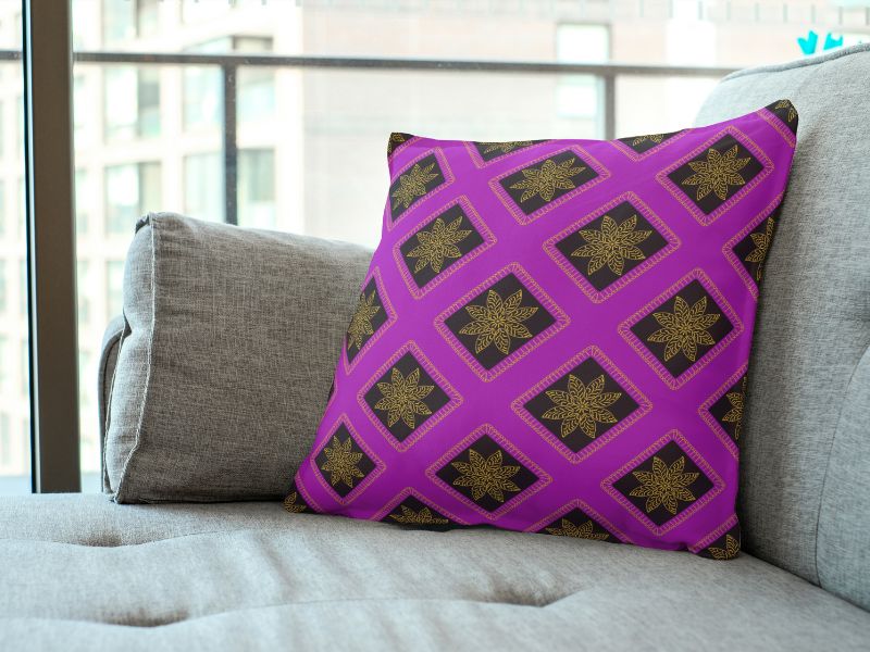 Golden Noir Floral Granny Squares Seamless Print