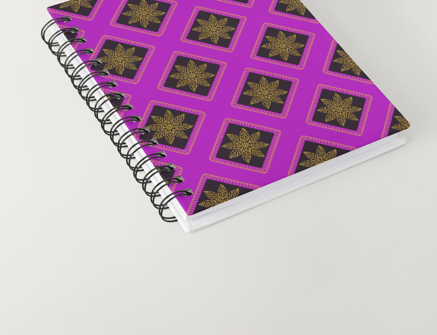 Golden Noir Floral Granny Squares Seamless Print
