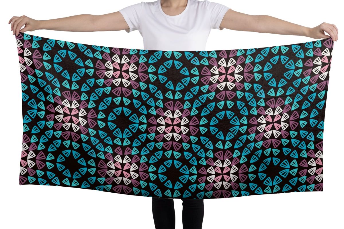 Crochet Granny Black GRD Lattice Turquoise