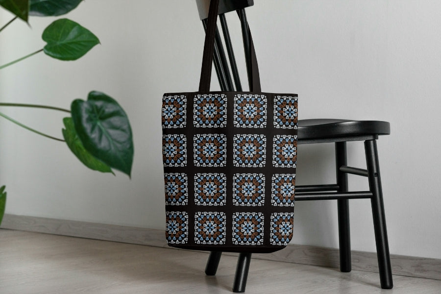 Ice Azure Granny Squares Print