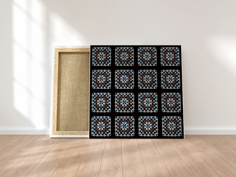Ice Azure Granny Squares Print