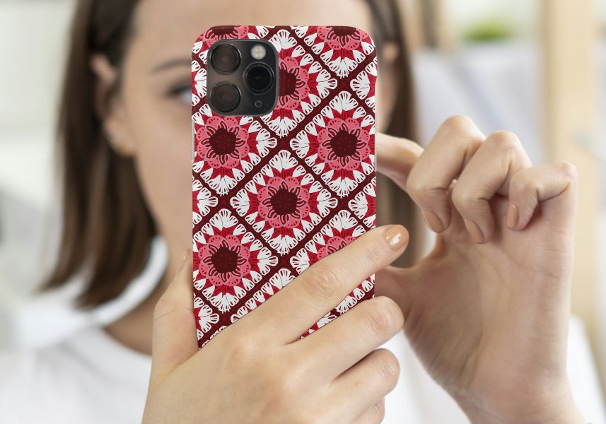 Ivory Red Floral Lattice