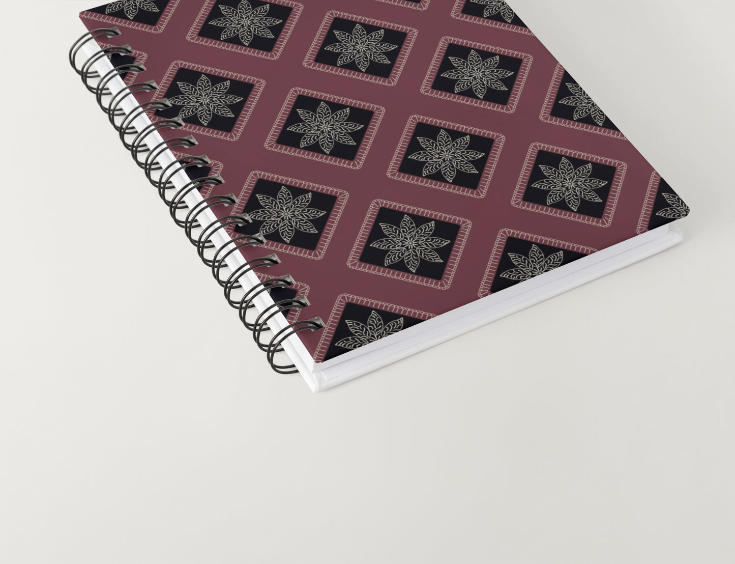 Ivory Rustic Noir Floral Granny Squares Seamless Print