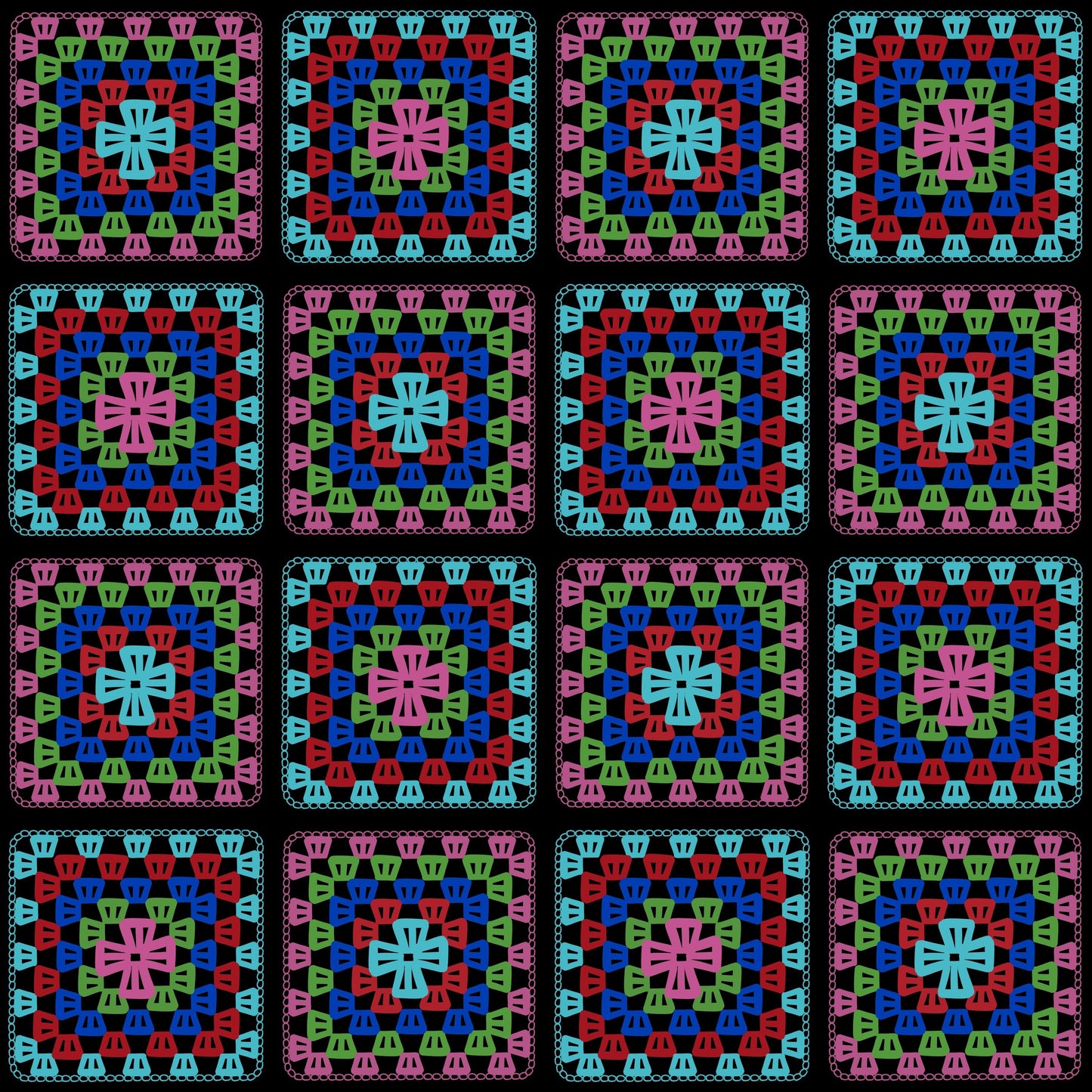 Kaleidoscope Medley Granny Squares Print