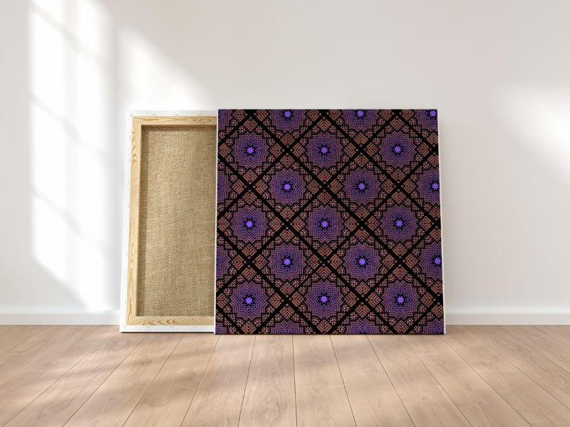 Knit Monochrome Purple Gradient Floral Granny Squares Seamless Print