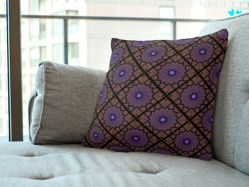 Knit Monochrome Purple Gradient Floral Granny Squares Seamless Print