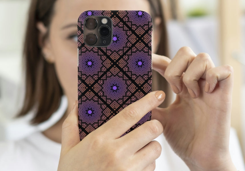 Knit Monochrome Purple Gradient Floral Granny Squares Seamless Print
