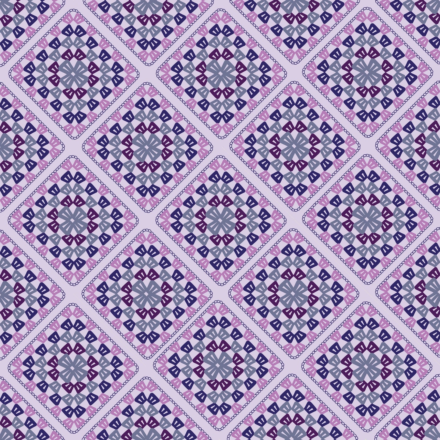 Lavender Lilac Lattice Granny Square Seamless Print