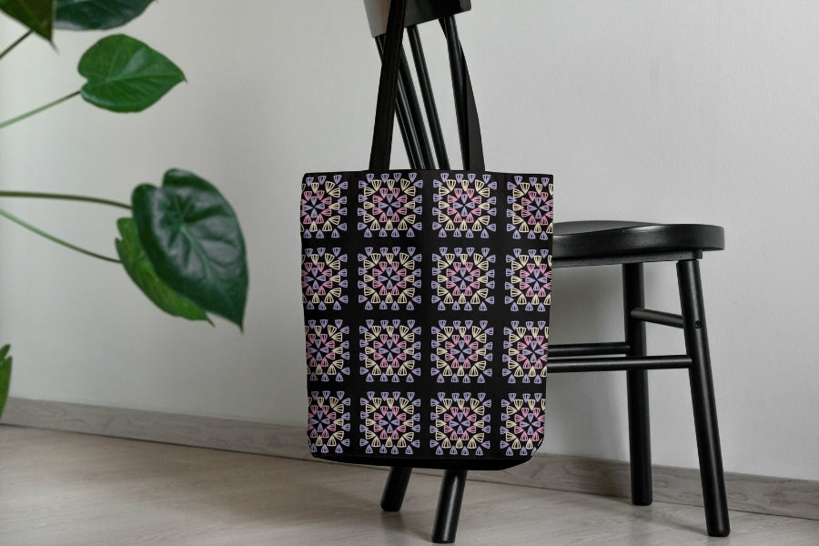 Lavender Sorbet Noir Granny Squares Print