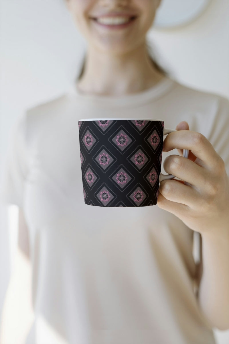 Midnight Blush Embroidery Floral Granny Squares Print