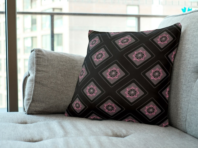 Midnight Blush Embroidery Floral Granny Squares Print