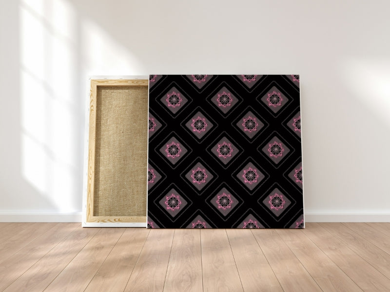 Midnight Blush Embroidery Floral Granny Squares Print