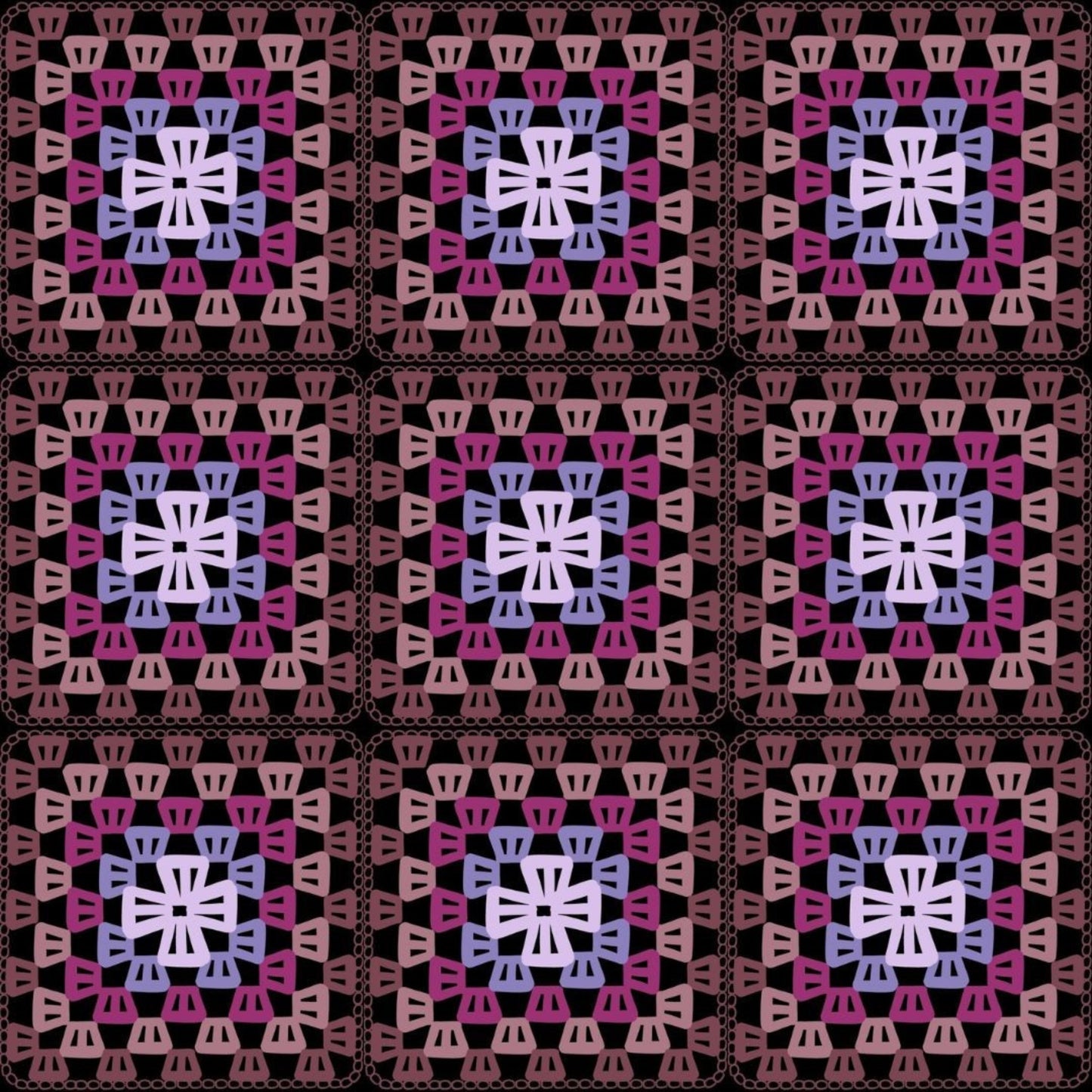 Midnight Lace Floral Granny Squares Seamless Print