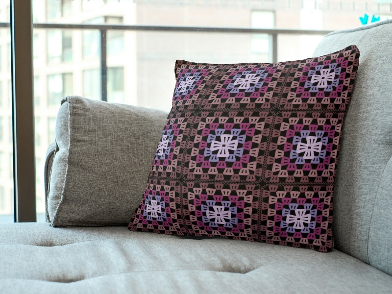 Midnight Lace Floral Granny Squares Seamless Print