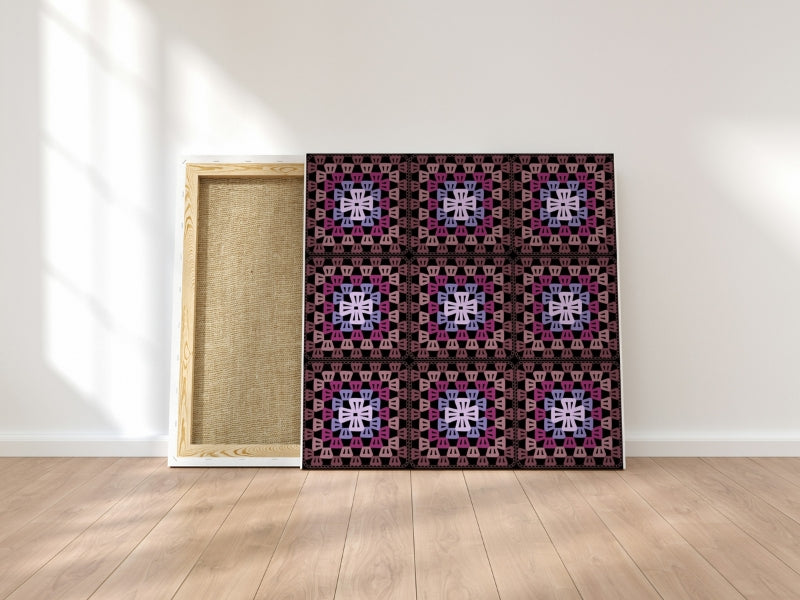 Midnight Lace Floral Granny Squares Seamless Print
